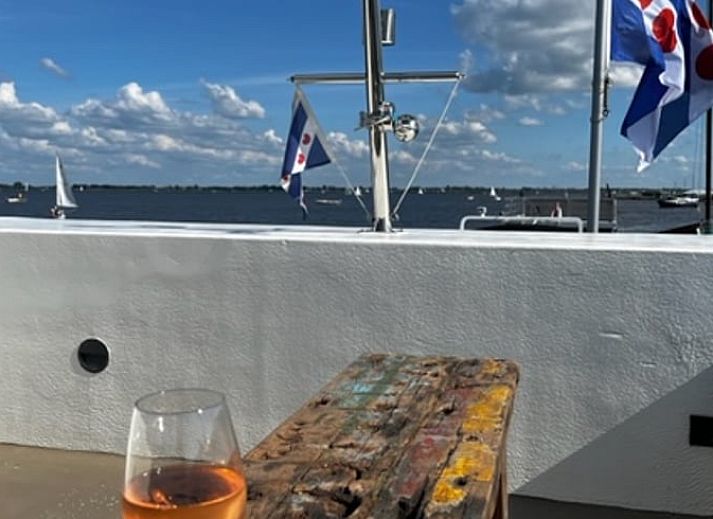 Moderne binnenruimte van Vakantiehuis in Offingawier met gezellige zithoek en keuken in Friese meren.