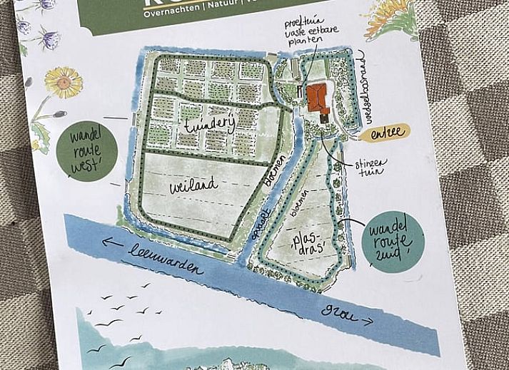 Vakantiehuis in Grou, Grouw, met uitzicht op historische boerderij en tuin, Friese meren.