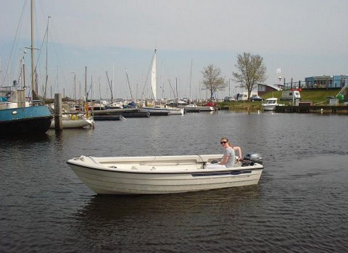Charmante chalet bij Vakantiewoningen Oostmahorn, omgeven door groen in Lauwersmeer, Friese meren.