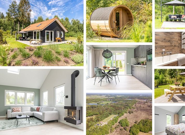 Slaapkamer in De N8UIL vakantiehuis in Spier, Midden Drenthe, met een gezellig bed en natuurlijke lichtinval.