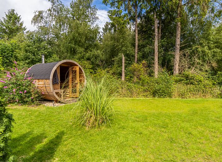 Gezellige zithoek in Vakantiehuisje in Spier, Midden Drenthe met moderne haard.