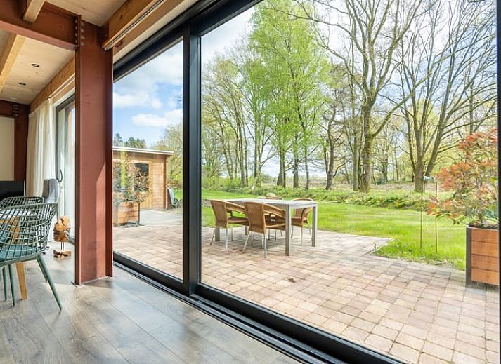 Terrace of Cottage in Spier overlooking green surroundings in Drenthe.