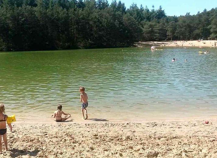 DG410 vacation home in Schoonloo, Drenthe with a spacious backyard and play equipment for children.