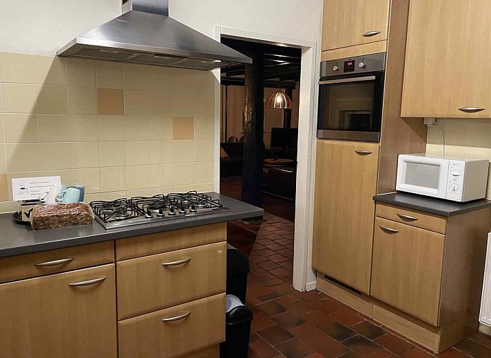 Modern kitchen in DG410 vacation home Schoonloo, Drenthe, complete with oven and microwave.
