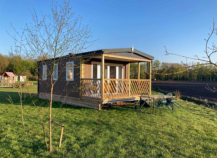 DG988 Ferienhaus in Schoonloo, Drenthe mit grosser Veranda und gruener Umgebung.