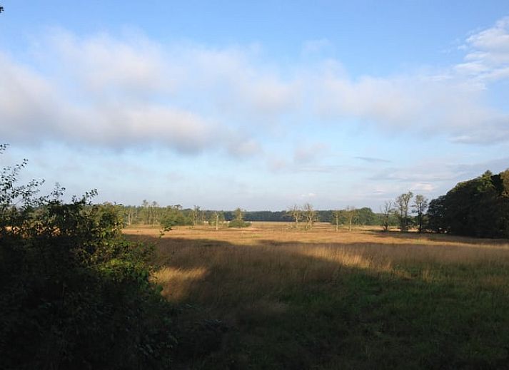 Rustieke woonkamer van Huisje in Rolde met houtkachel, perfect voor een verblijf in Midden Drenthe, Drenthe.