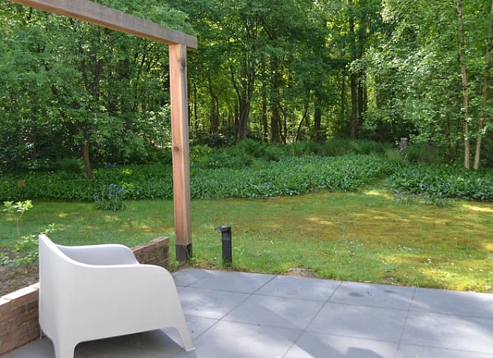 Terrace of cottage in Gasselte with modern seating area, located in green Drenthe.