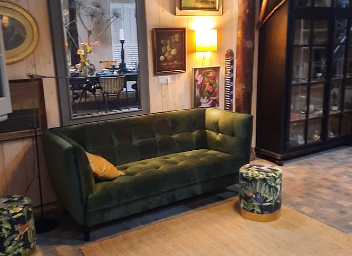 Garten von Cottage in Eesergroen, Ferienhaus in Drenthe mit gemuetlicher Sitzecke und gruener Umgebung.