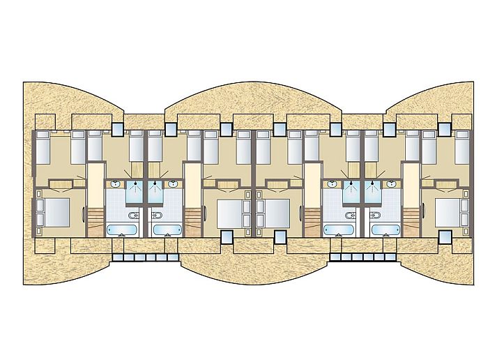 Plattegrond van Hof van Saksen 24-persoons boerderij in Nooitgedacht, Drenthe, met ruime indeling.