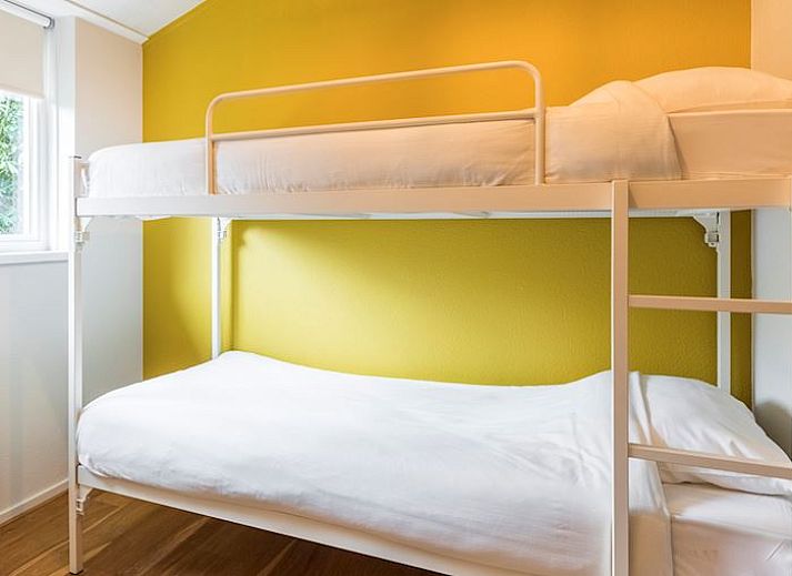 Gezellige woonkamer in Hof van Saksen 6-persoons bungalow 6B1, Nooitgedacht, Drenthe met grote ramen en moderne inrichting.