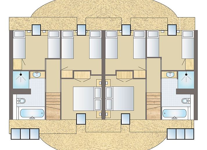 Spacious dining room in Hof van Saksen, 12-bed Luxury Culinary Farmhouse in Nooitgedacht, Drenthe with modern furnishings.