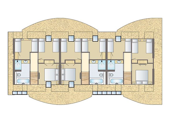 Plattegrond van Hof van Saksen 18-persoons boerderij in Nooitgedacht, Drenthe. Ruime indeling met moderne voorzieningen.