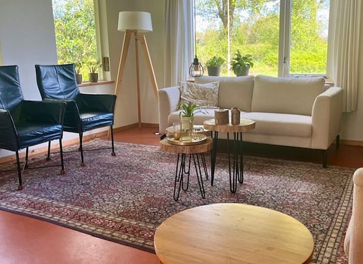 Grosszuegige Rasenflaeche mit Terrasse und Pavillon am Ferienhaus in Nieuw Balinge, ideal fuer Aktivitaeten im Freien.