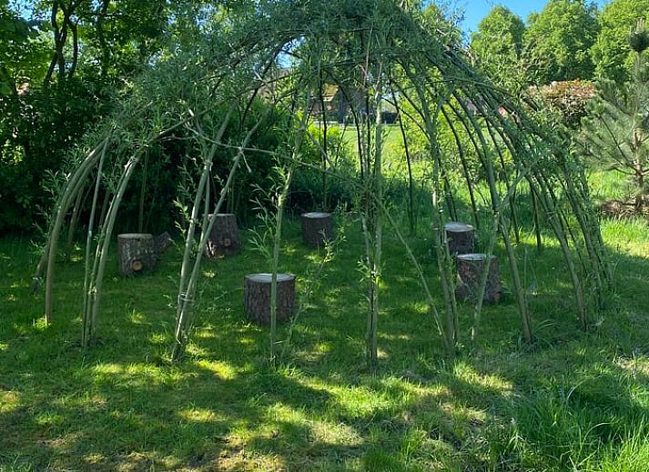 Stijlvolle badkamer met natuurthema in Vakantiehuisje in Westdorp, Midden Drenthe.