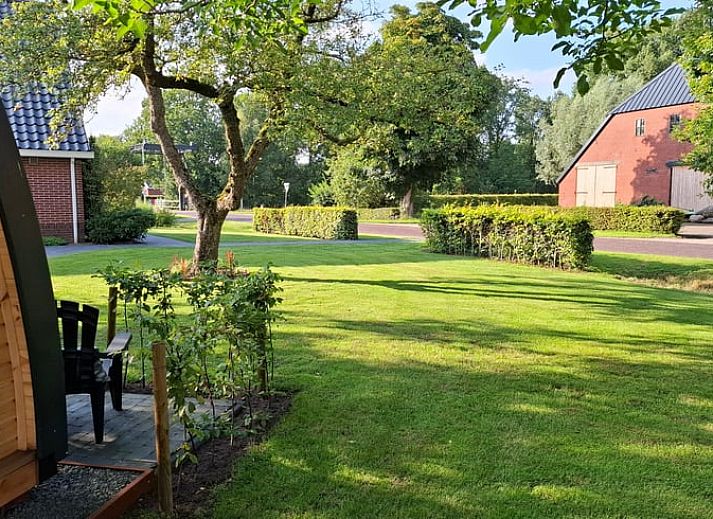 Gemuetliches Ferienhaus in Westdorp, Zentral-Drenthe, mit grossem Rasen und Baeumen.
