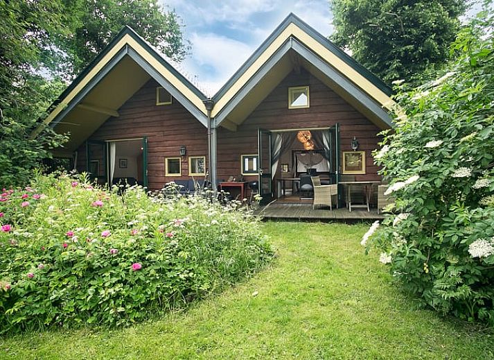 Buitenterras van Vakantiehuis in Een, Noord Drenthe, met prachtig uitzicht op het omliggende landschap.