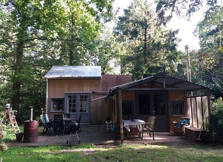 Beleuchteter Aussenbereich von Cottage in Norg, Ferienhaus in Drenthe, ideal fuer Abende.