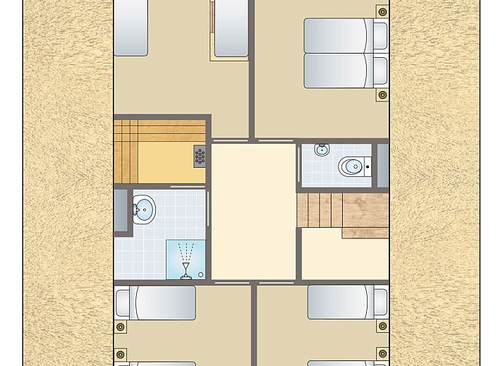 Floor plan of Het Land van Bartje, 10-person petting zoo in Ees, Drenthe with spacious living room and dining area.