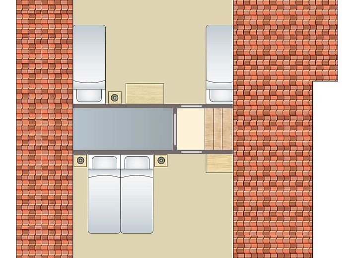 Plattegrond van Het Land van Bartje 6-persoons landhuis in Ees, Noord Drenthe. Ruime indeling met moderne keuken en gezellige woonkamer.