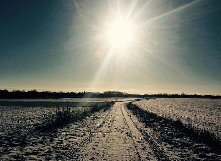 Gezellige binnenruimte van Vakantiehuis in Drouwen, Noord Drenthe, met een rustieke inrichting en moderne keukenfaciliteiten.