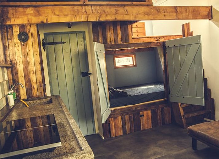 Gezellig terras bij Vakantiehuis in Drouwenerveen, Noord Drenthe, met vuurplaats en houten stoelen.