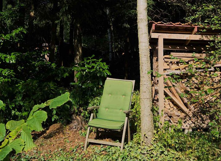 Ferienhaus DG357 in Meppen, Drenthe mit gruenem Garten und Haengematte zur Entspannung.