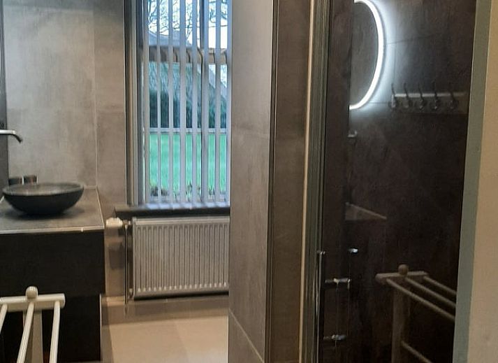 Vakantiehuis in Aalden, gezellige tuin met zitje bij vakantiehuis in Zuidoost Drenthe, Drenthe.