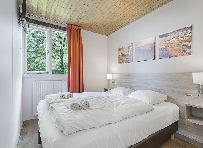 Speelse kinderkamer in Aelderholt 6-persoons kinderbungalow in Aalden, Zuidoost Drenthe met stapelbed en speelhoek.