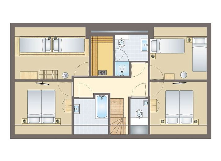 Ruime woonkamer in Aelderholt 10-persoons bungalow, Aalden, Drenthe met comfortabele zitplekken.