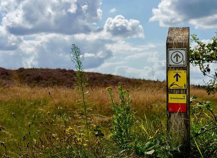 Ingang van Vakantiehuis in Exloo, Zuidoost Drenthe met open deur naar binnenplaats.