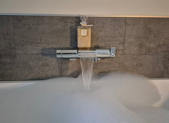 Modernes Badezimmer in Cottage in Dalerveen, Ferienhaus in Suedost-Drenthe, mit stilvoller Dusche und luxurioesem Ambiente.