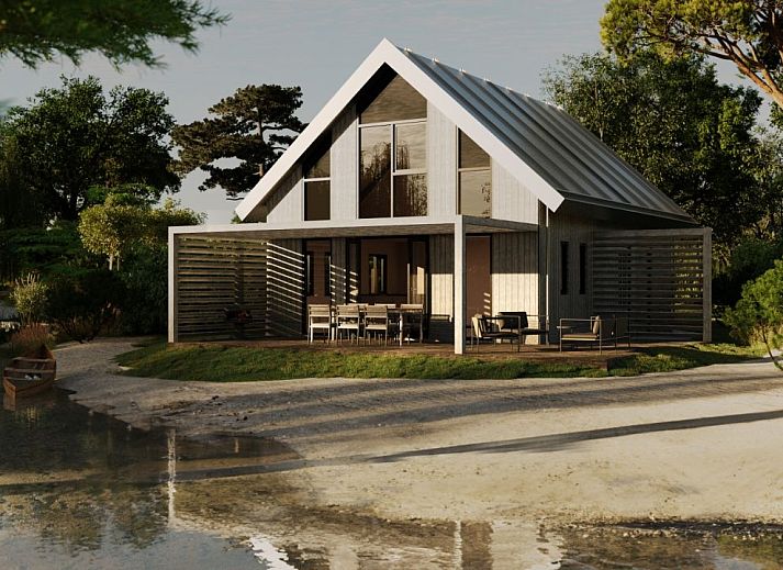 Vrijstaande woning in Sandur, Emmen, biedt een serene vakantie-ervaring in een modern vakantiehuis te midden van de natuur in Drenthe.