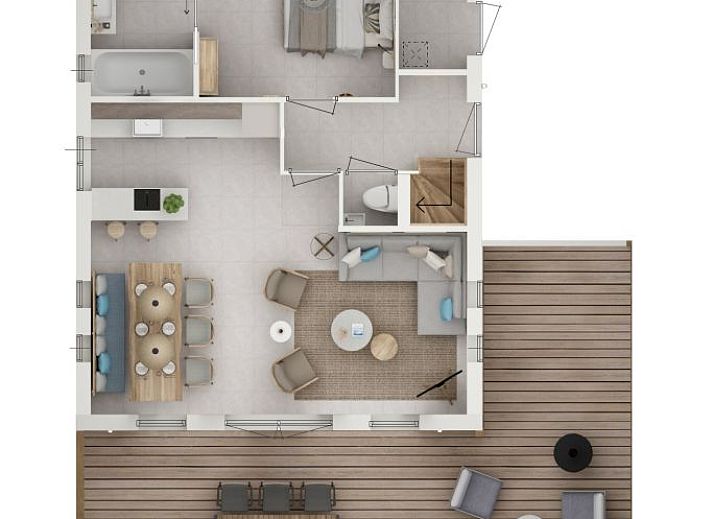 Vrijstaande woning in Sandur, Emmen, biedt een serene vakantie-ervaring in een modern vakantiehuis te midden van de natuur in Drenthe.