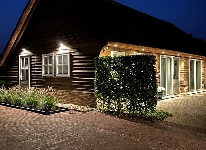 Comfortabele zithoek in Vakantiehuisje in Valthe, Zuidoost Drenthe met zachte kussens en decoratieve elementen.