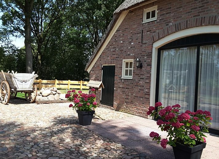 Charmantes Wohnbauernhaus Kosterhoeve in Valthe, Drenthe mit Reetdach und laendlicher Umgebung.