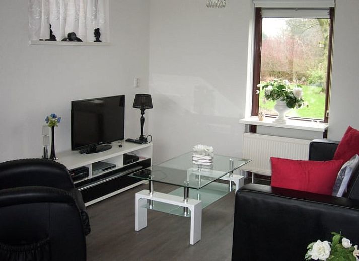 Geniessen Sie die Ruhe im Ferienhaus in Valthe, Suedost-Drenthe, mit einer einladenden Terrasse zum Entspannen in der Natur.