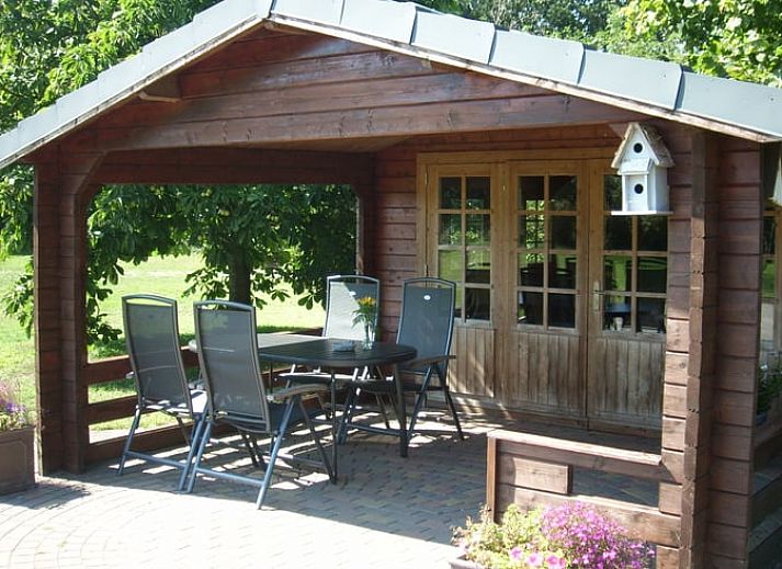 Ferienhaus in Valthe, Suedost-Drenthe, mit sonniger Terrasse und gruener Umgebung, ideal fuer einen entspannten Aufenthalt in Drenthe.