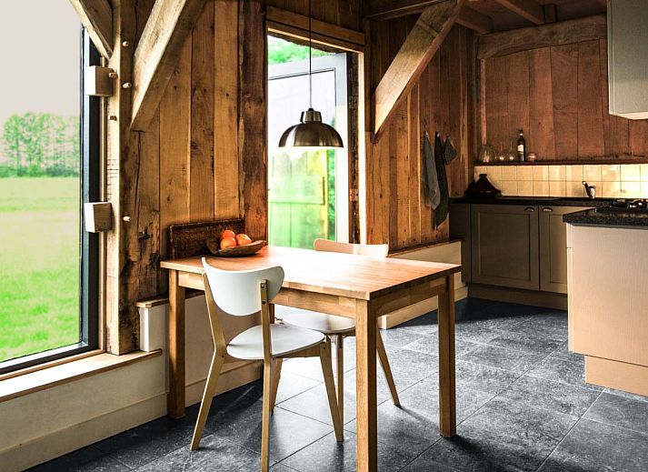 Moderne badkamer in vakantiehuis DG2049, Nieuw-Schoonebeek, Zuidoost Drenthe, met ruime douche en stijlvolle inrichting.