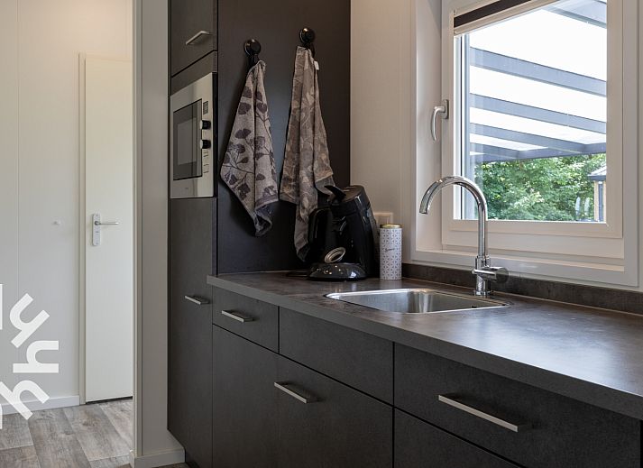 Ruhige Umgebung mit weidenden Pferden beim Ferienhaus DG1468 in Havelte, Drenthe.