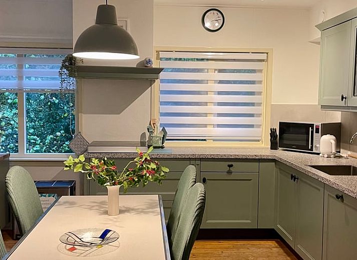 Gezellig vakantiehuis in Diever, Drenthe met herfstbladeren op de grond.