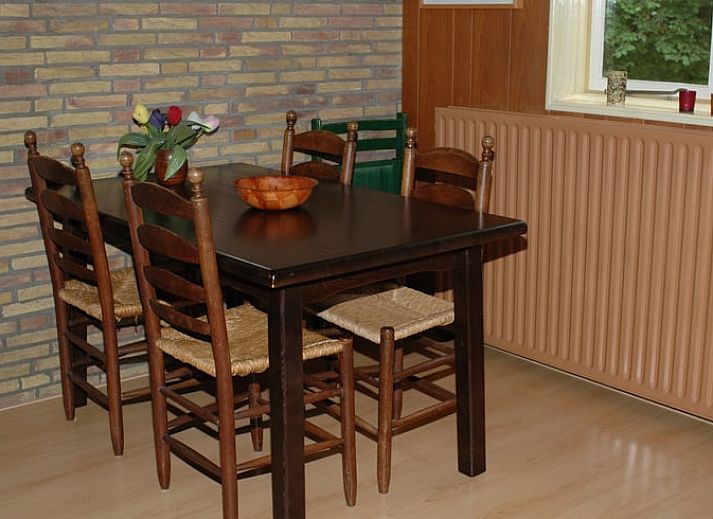 Gezellig vakantiehuis in Diever omgeven door bloeiende struiken in Drenthe.