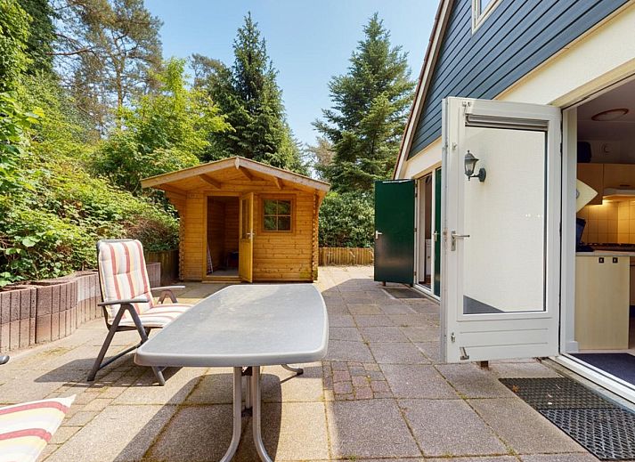 Gezellige woonkamer van vakantiehuis Borre Bos in Diever, Zuidwest Drenthe, met comfortabele bank en sfeervolle verlichting.