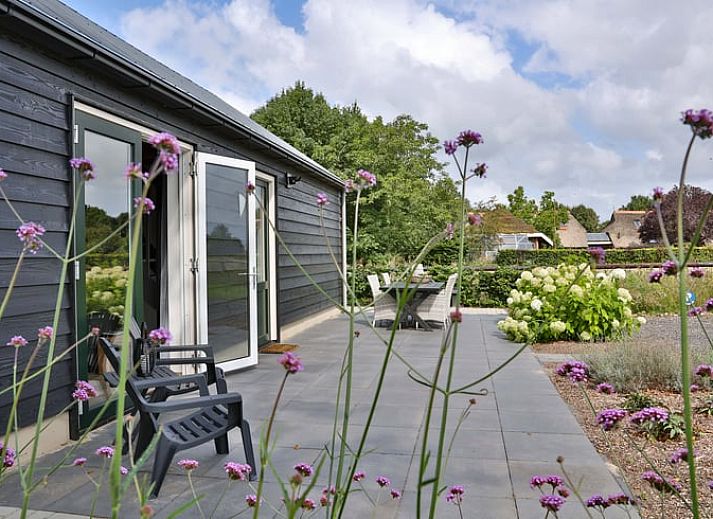 Knusse zithoek in Vakantiehuis in Zuidwolde, Zuidwest Drenthe met uitzicht op de natuur.