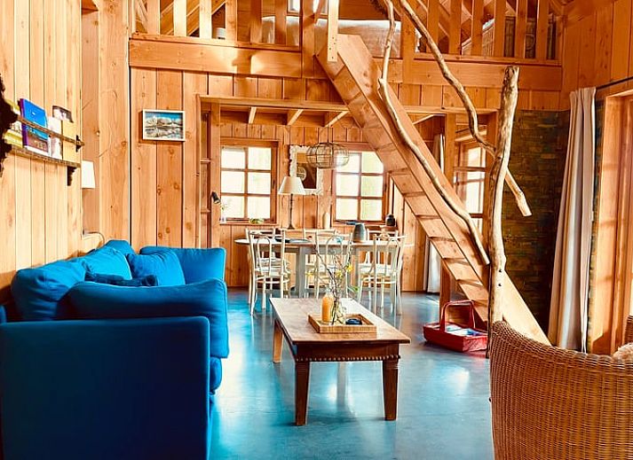 Vakantiehuisje in Zuidwolde omgeven door bomen en een serene vijver in Zuidwest Drenthe