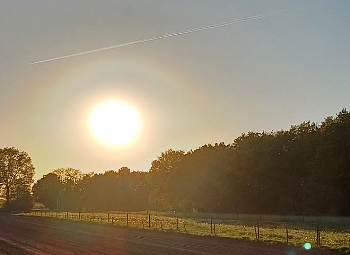Gezellige zithoek in Vakantiehuis in Zuidwolde, Drenthe, met comfortabele fauteuils en sfeervolle verlichting in een moderne binnenruimte.