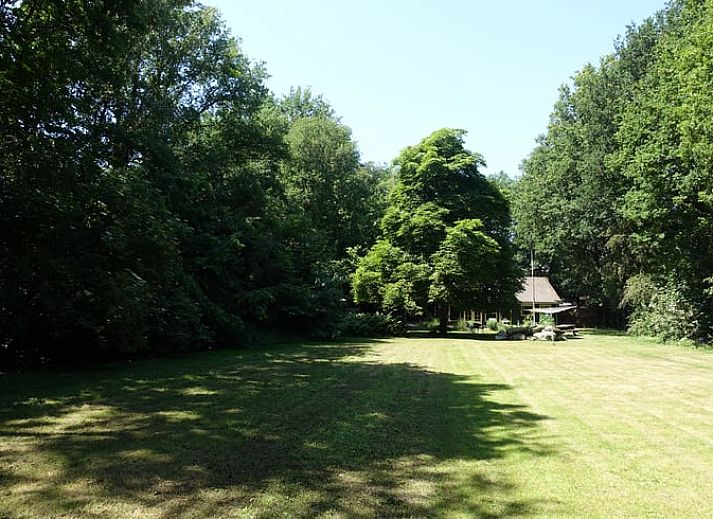 Gezellige woonkamer in Huisje in Zuidwolde, vakantiehuis in Zuidwest Drenthe, met rustieke houten meubels en warme inrichting.