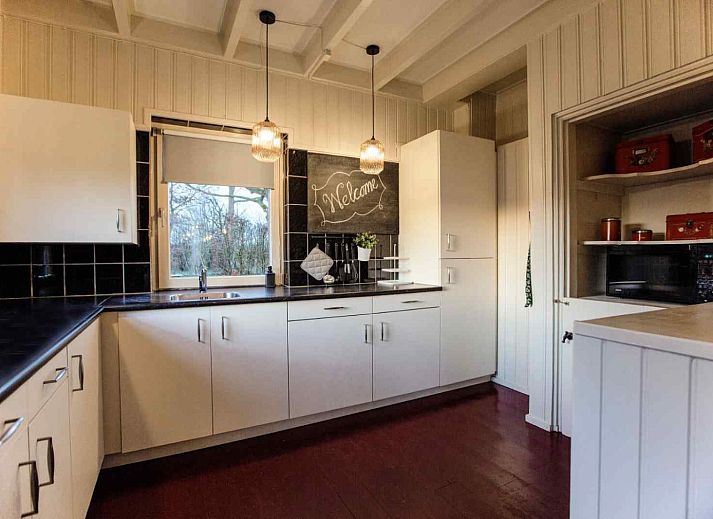 Gezellige woonkamer met open haard in vakantiehuis DG751, Ruinen, Zuidwest Drenthe.