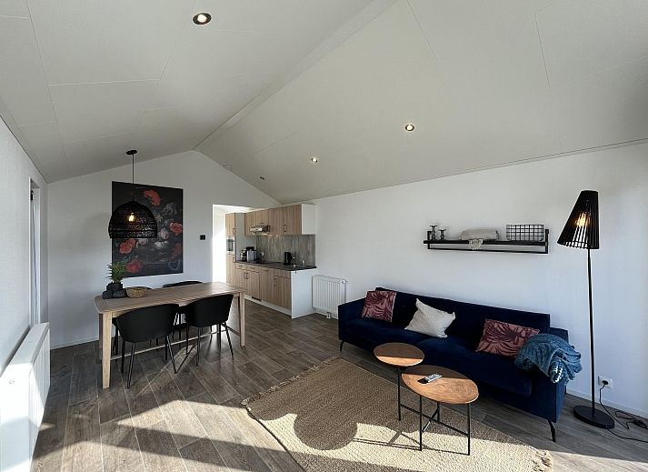 Detached house in Ruinen, Southwest Drenthe, vacation home with modern architecture and green garden by the water.