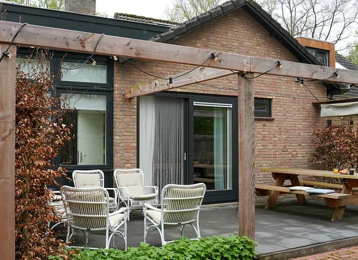 Gezellige zithoek in Vakantiehuis in Dwingeloo, Zuidwest Drenthe, met comfortabele bank en decoratieve kussens.