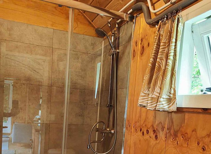 Geraeumige Terrasse des Ferienhauses DG1584 in Dwingeloo, Suedwest-Drenthe, ideal zum Entspannen.